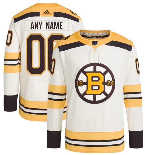 Mens Boston Bruins Custom Cream 100th Anniversary Stitched Jersey